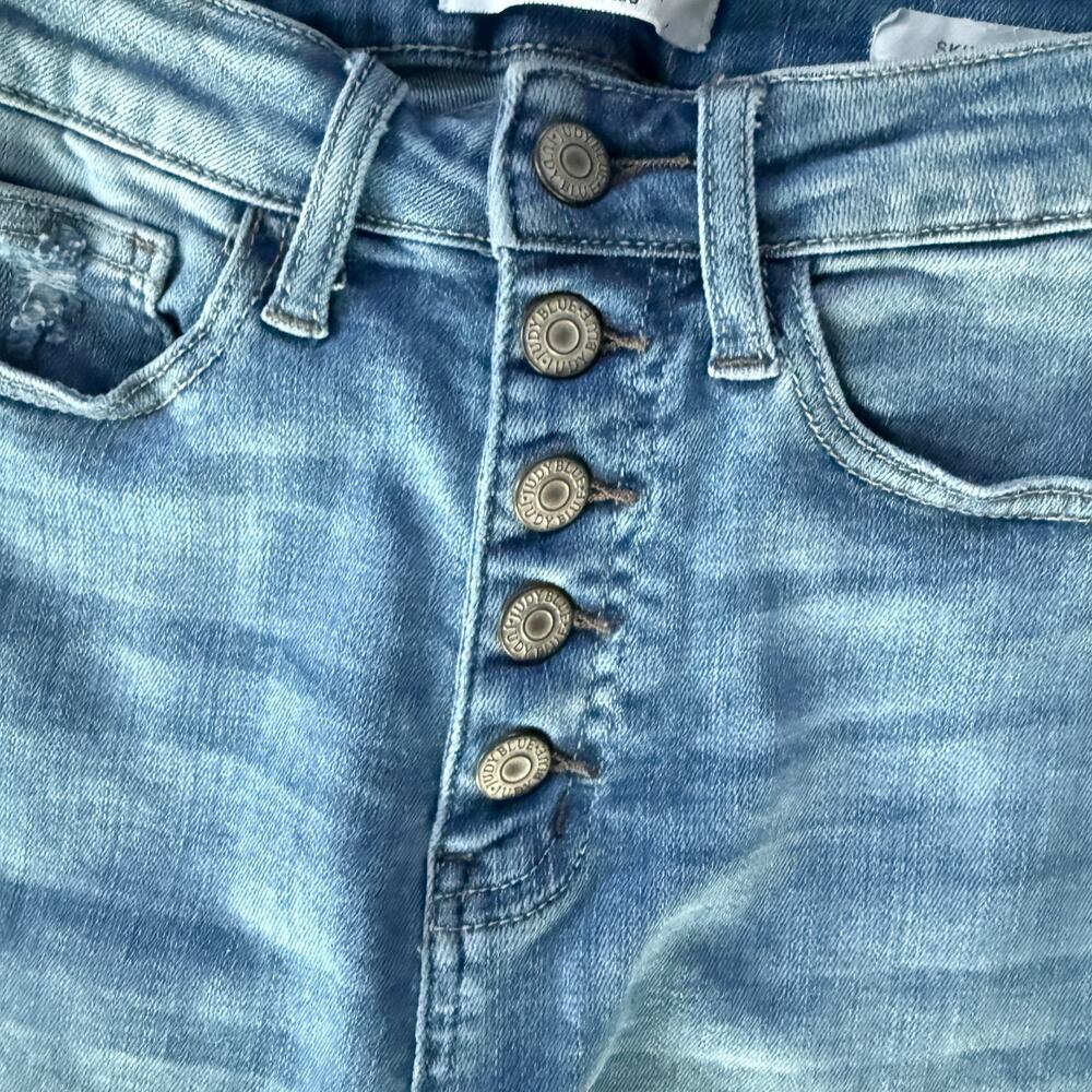 Judy Blue Skinny Jeans Distressed Button Fly Mid Rise Stretch Denim Size 3 - Picture 5 of 16